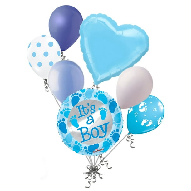 Boy Baby Shower Balloons Blue Footprint Balloons Baby Boy Footprint Balloon Bouquet New Baby Boy Balloons